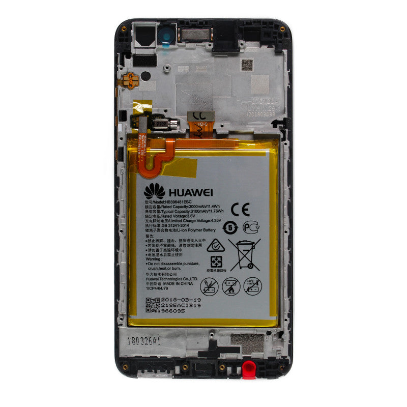 Varuosa LCD ekraan raami ja akuga Huawei Y6 II originaal service pack (must)