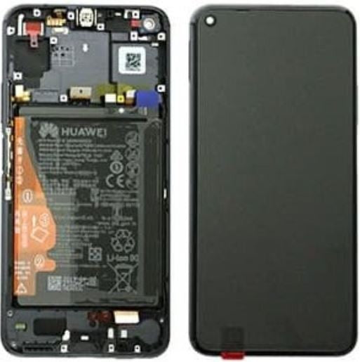 Varuosa Huawei Honor 20 / Nova 5T ekraan raami ja akuga must originaal (service pack)