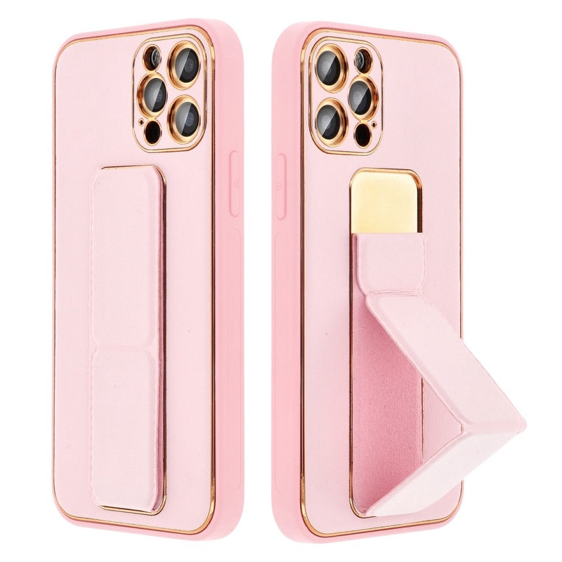 Silikoon Forcell Leather Kickstand Iphone 13 Pro (roosa)