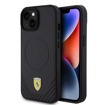 Ferrari  Ümbris FEHMP15MPTEK PU Leather Bottom Carbon MagSafe iPhone 15 Plus (must)