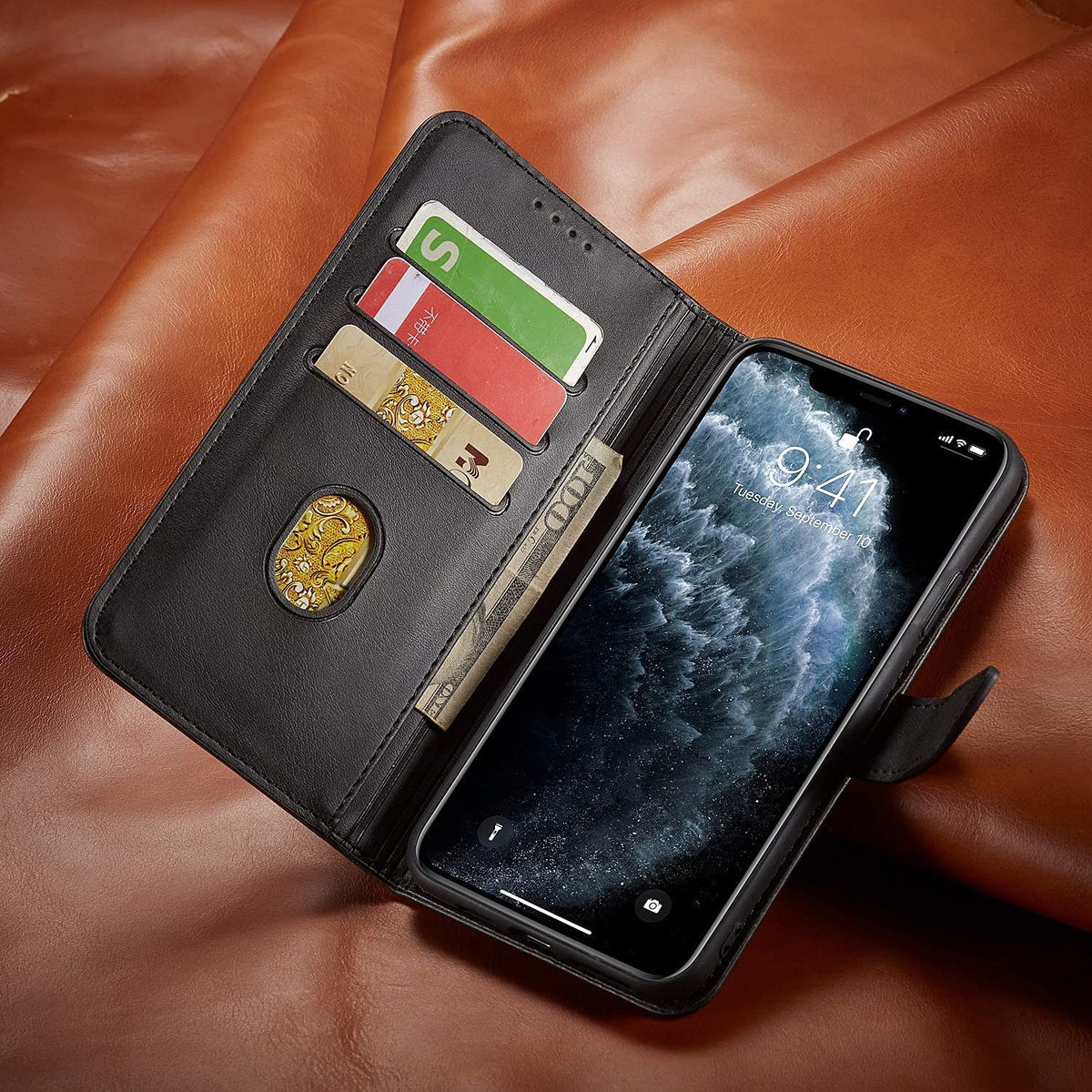 Ümbris kaanega Wallet Case Samsung Galaxy A70 (must)