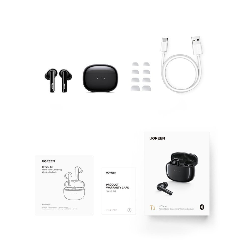 Bluetooth kõrvaklapid Ugreen WS106 HiTune T3 Active Noise-Cancelling Earbuds (must)