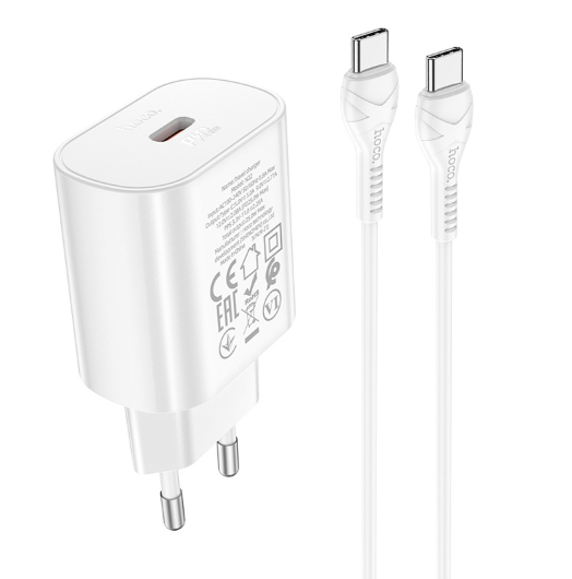 Laadija Charger Hoco N22 Jetta PD25W + Type-C (valge)