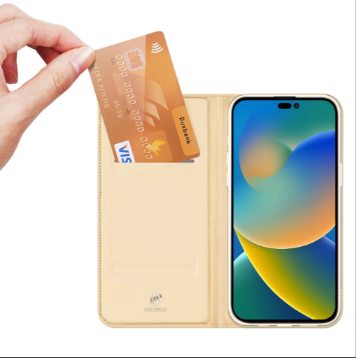 Ümbris kaanega Dux Ducis "Skin Pro" Iphone 14 Pro (kuldne)