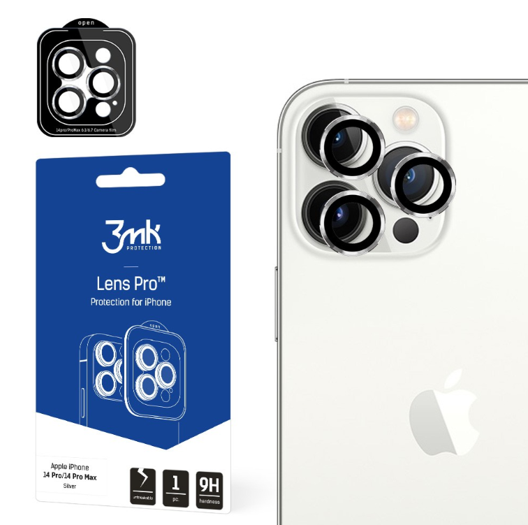 Kaitseklaas 3MK Lens Pro tagakaamerale iPhone 15 Pro / 15 Pro Max / 16 Pro / 16 Pro Max / 17 Pro / 17 Pro Max (hõbe)