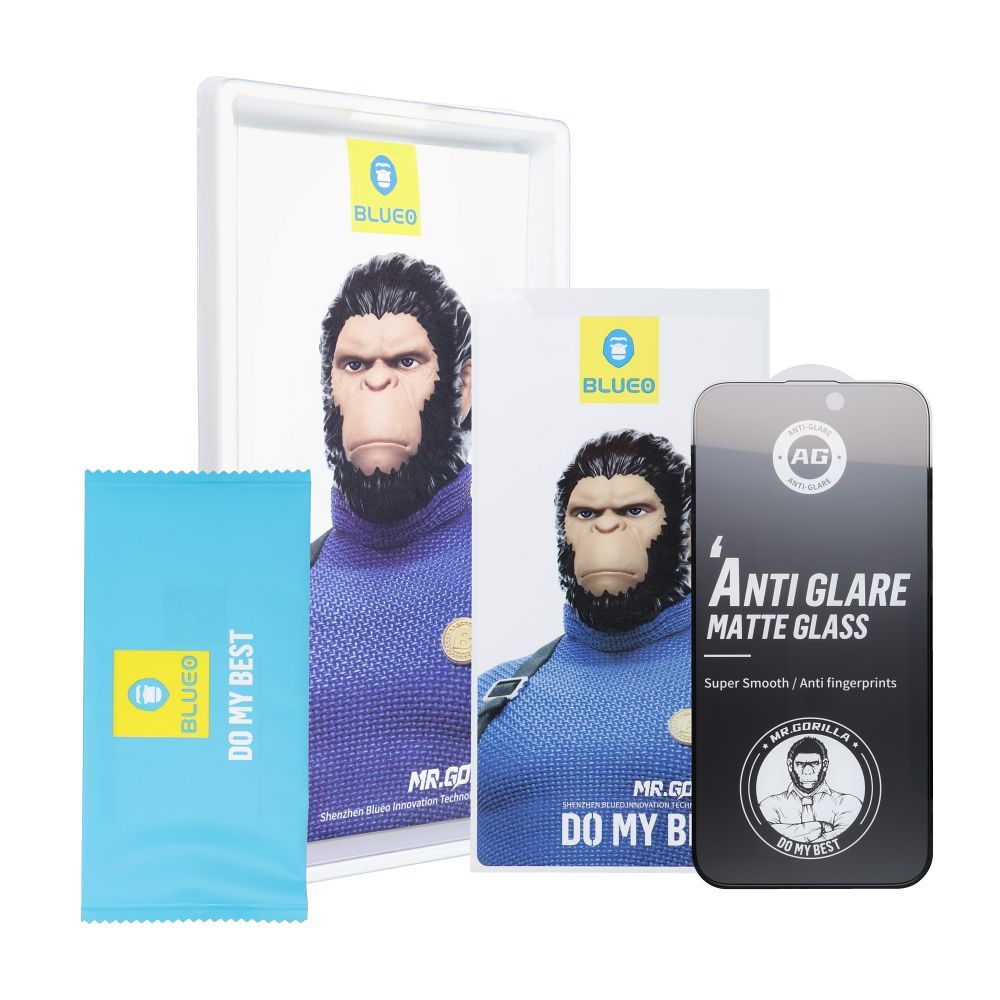 Kaitseklaas "Mr. Monkey 5D" Full Glue Strong Matte Iphone 15 Pro (must)