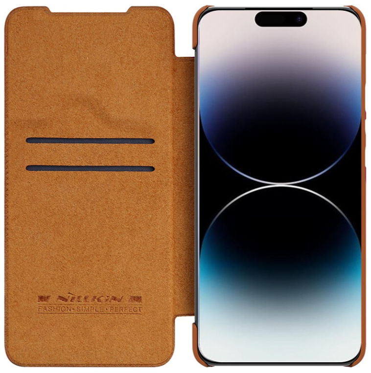 Ümbris kaanega Nillkin Qin Pro Leather Samsung S23 FE (pruun)