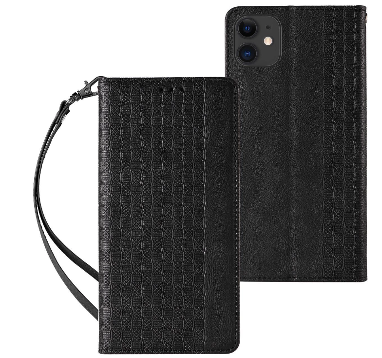 Ümbris kaanega Pouch Wallet iPhone 12 / 12 Pro (must)