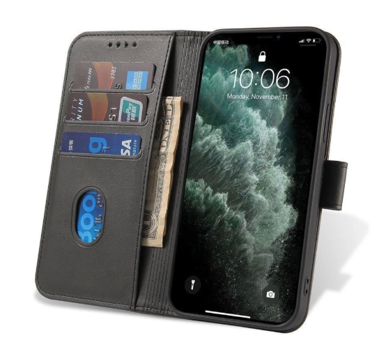 Ümbris kaanega Wallet Case iPhone 15 Pro Max (must)
