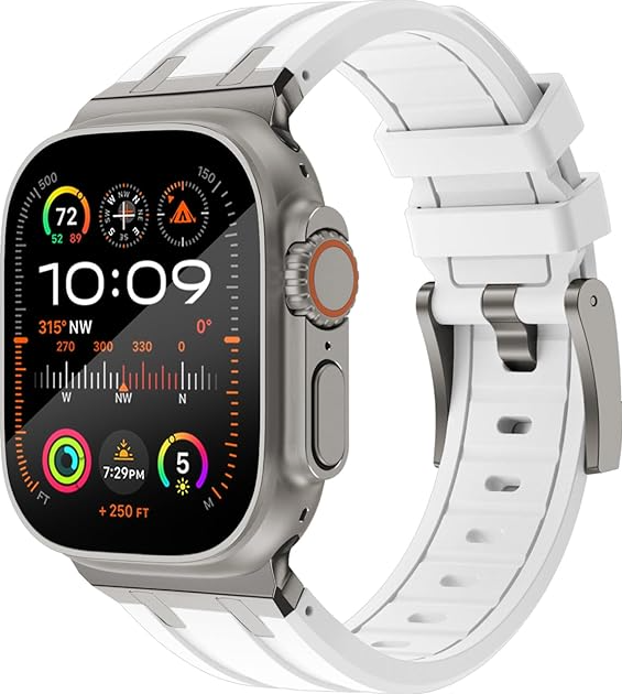 Kellarihm Silicone Apple Watch 42/ 44/ 45/ 49mm (valge)