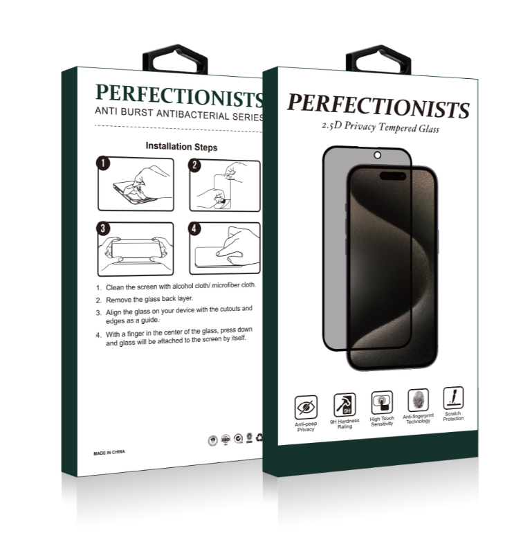 Kaitseklaas 2.5D Perfectionists Privacy iPhone 14 Pro (must)