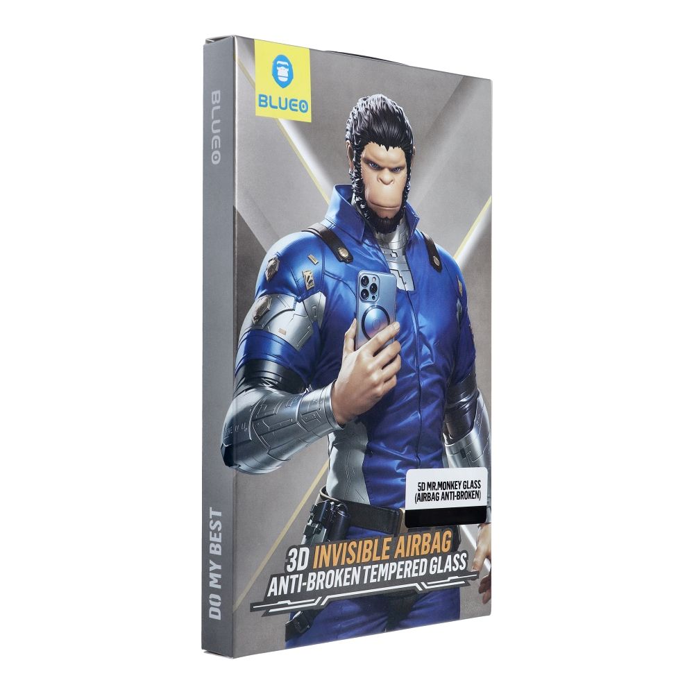 Kaitseklaas "5D Mr. Monkey" Airbag Anti-broken iPhone 16 Pro / 17 / 17 Pro (must)