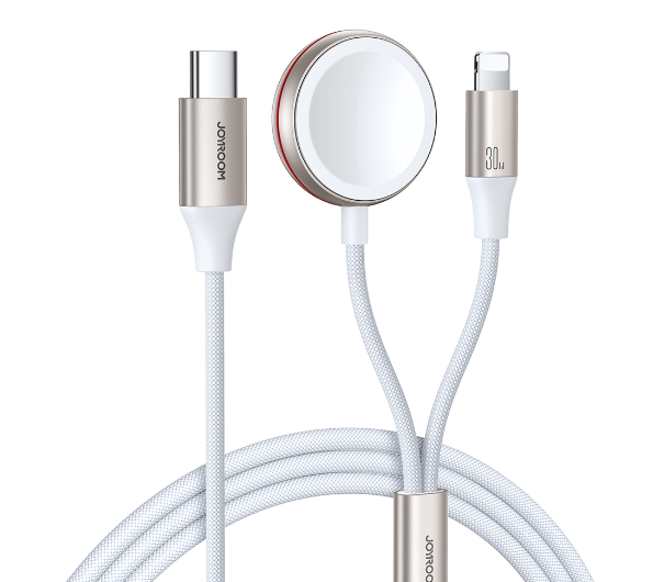 Juhe Joyroom 2in1 USB-С / Lighting+Apple Watch (1.5m / valge)