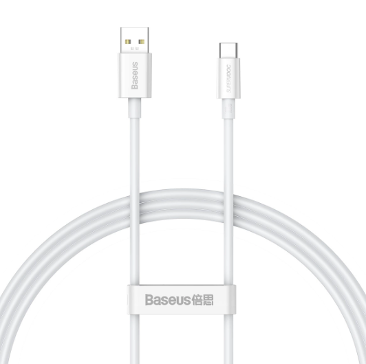 Juhe Baseus Superior SUPERVOOC USB-A to Type-C 65W (1m / valge)