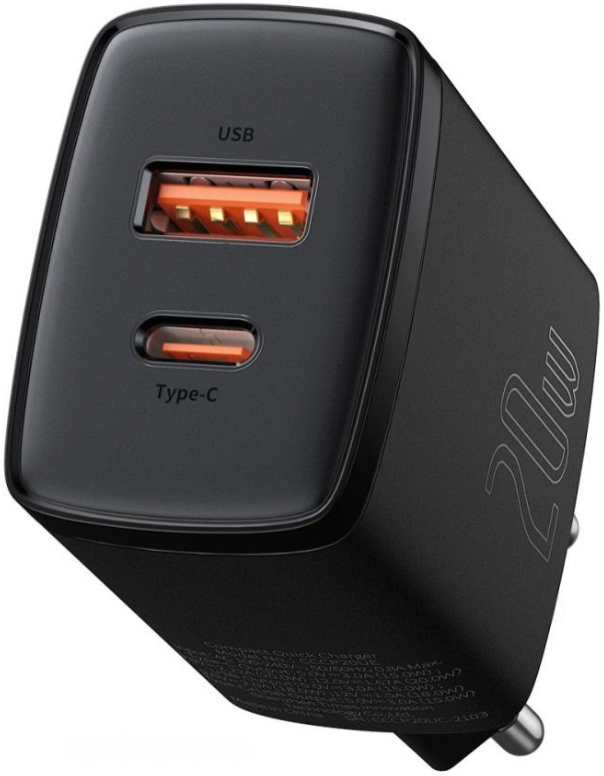 Laadija Baseus USB + Type-C 20W CCXJ-B01 (must)