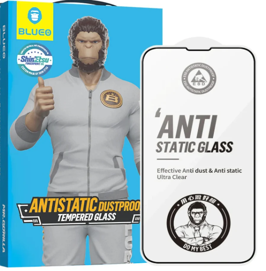 Kaitseklaas "Mr. Monkey Silk 2.5D" Full Glue Anti-Static iPhone 13/ iPhone 13 Pro/ iPhone 14/ iPhone 16e (must)