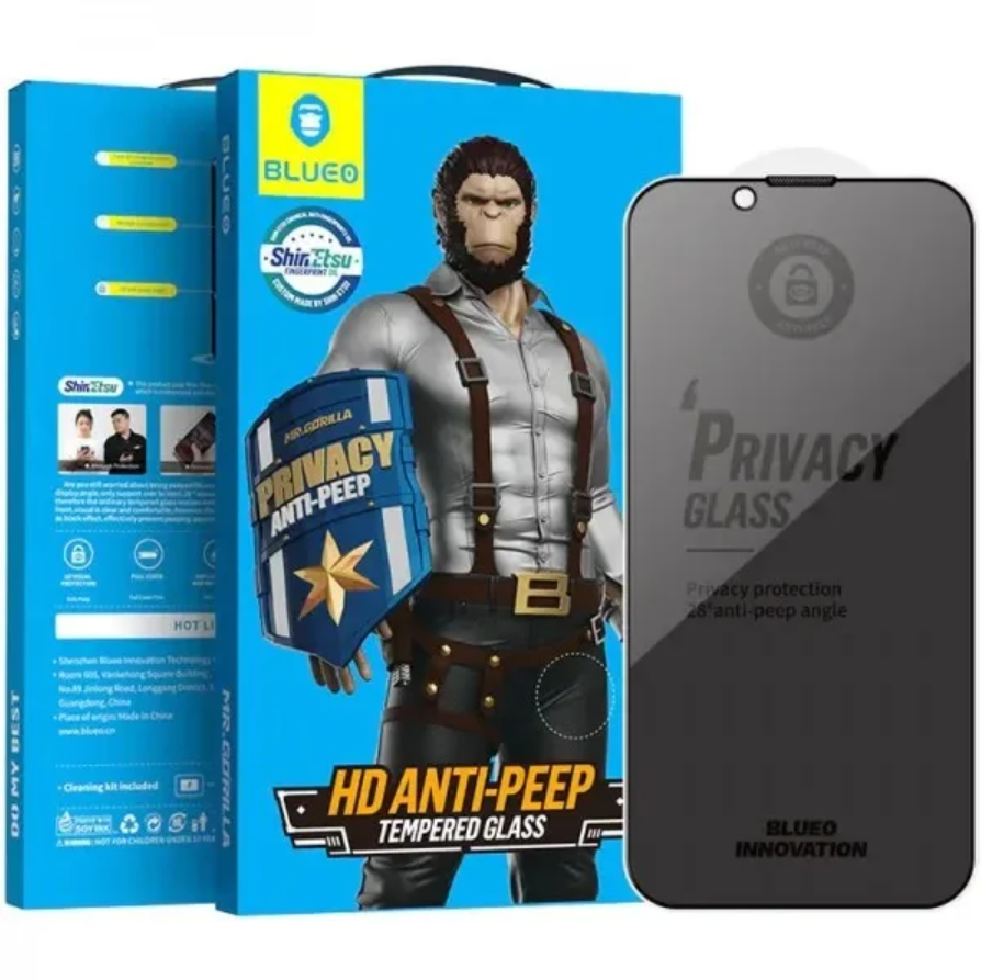 Kaitseklaas "Mr. Monkey Anti-Peep Privacy" Full Glue iPhone 12/ 12 Pro (must)