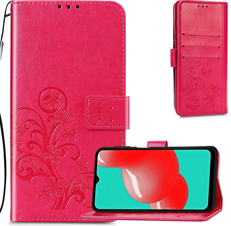 Ümbris kaanega Flower Book Samsung A22 4G (roosa-punane)