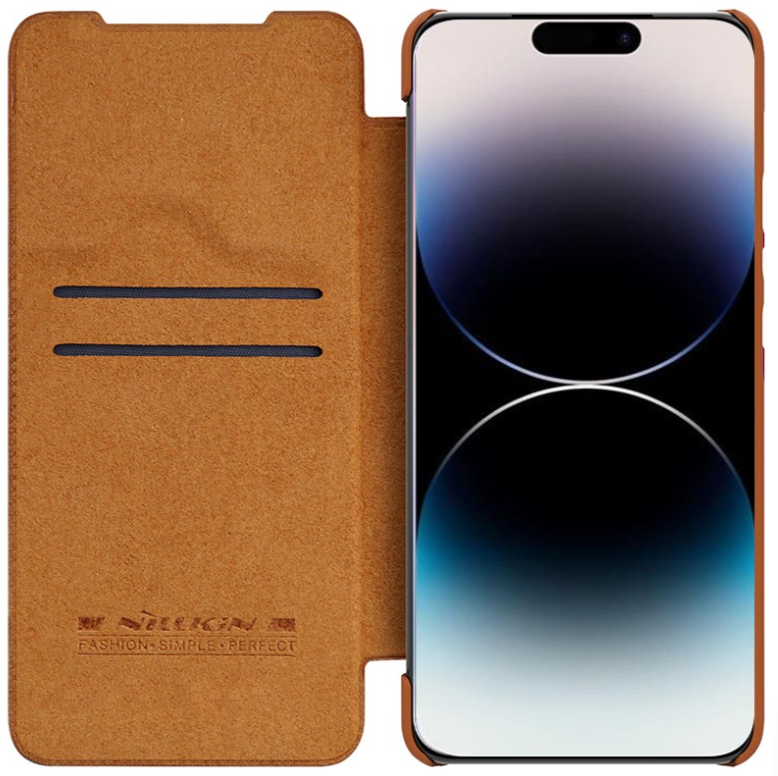 Ümbris Nillkin Qin Pro Leather iPhone 14 Pro (pruun)