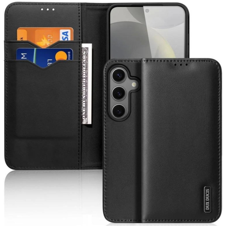 Ümbris kaanega Dux Ducis Hivo Genuine Leather Samsung S25 Ultra (must)