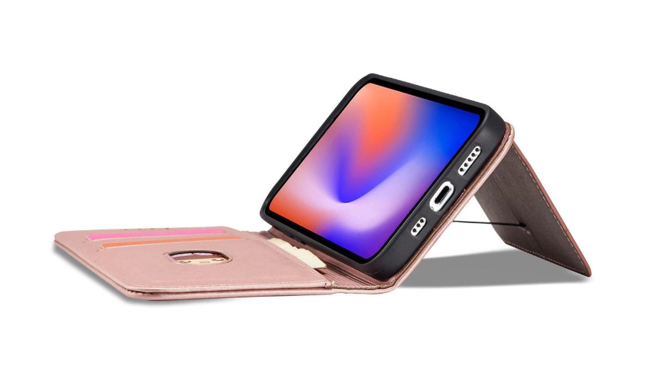 Ümbris kaanega Pouch Card Wallet iPhone 12 (roosa)