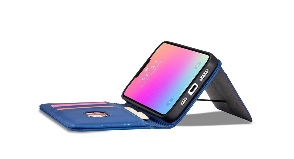 Ümbris kaanega Pouch Card Wallet iPhone 14 Pro (sinine)