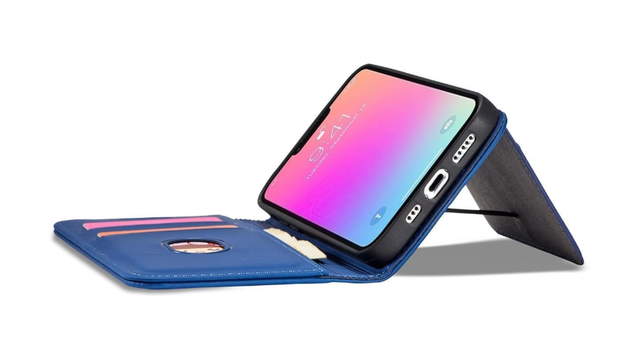 Ümbris kaanega Pouch Card Wallet iPhone 13 Pro Max (sinine)