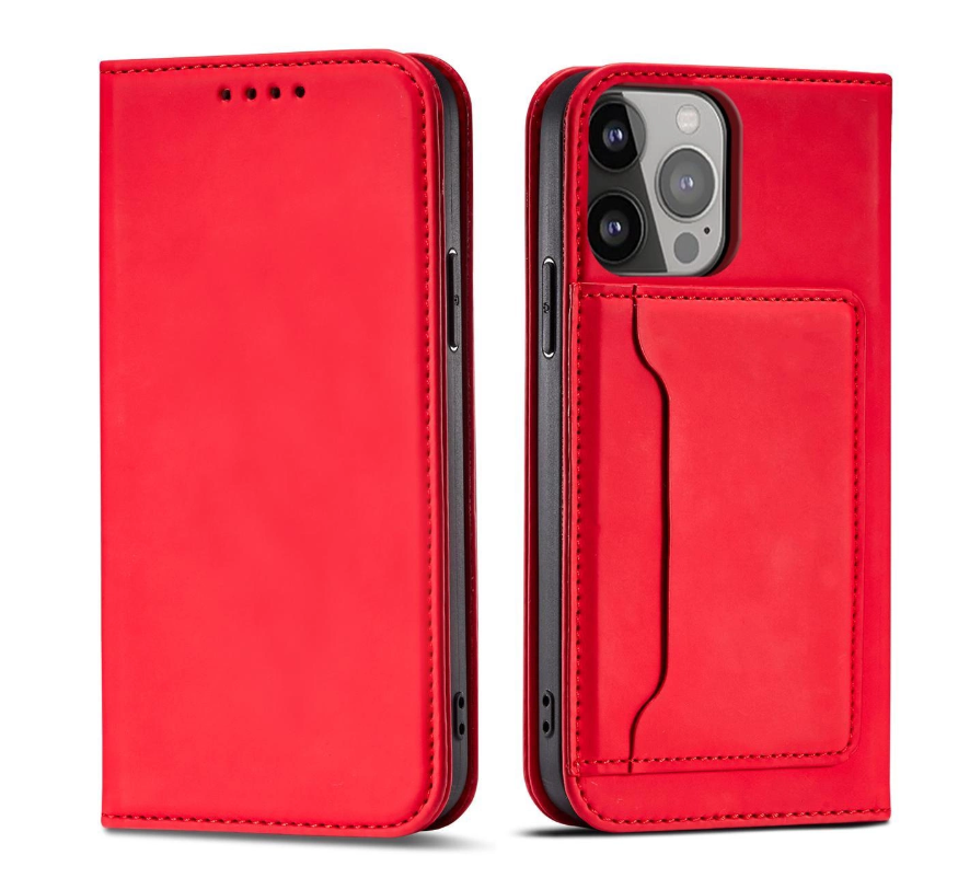 Ümbris kaanega Pouch Card Wallet iPhone 13 Pro Max (punane)