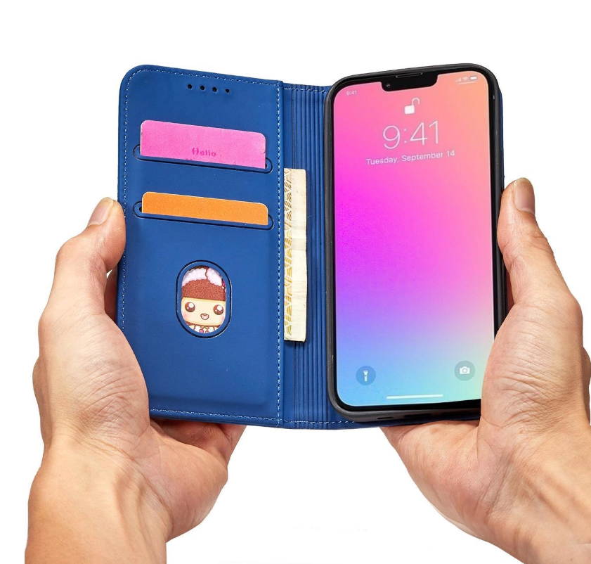 Ümbris kaanega Pouch Card Wallet iPhone 13 (sinine)