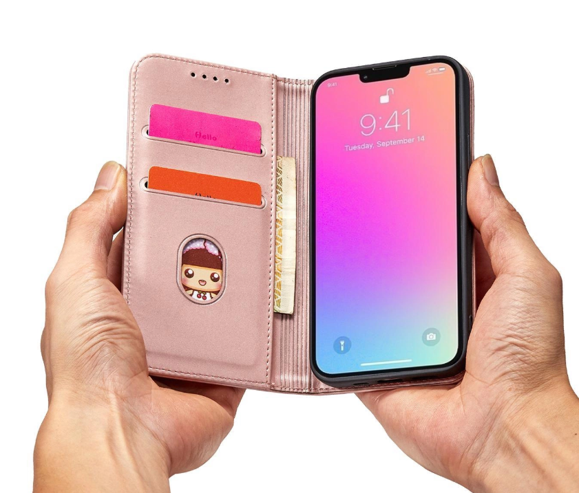 Ümbris kaanega Pouch Card Wallet iPhone 14 (roosa)