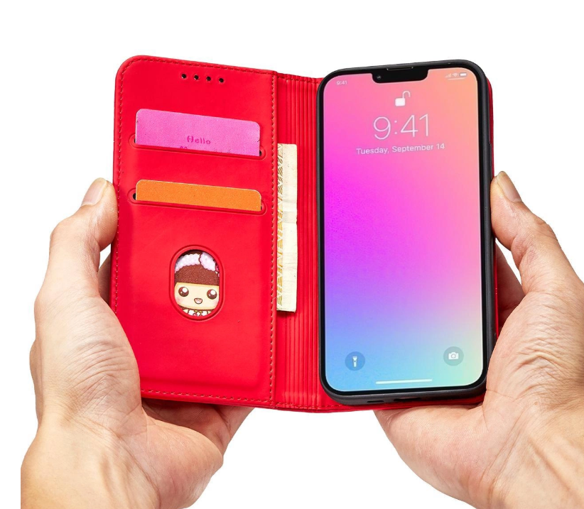 Ümbris kaanega Pouch Card Wallet iPhone 13 Pro (punane)