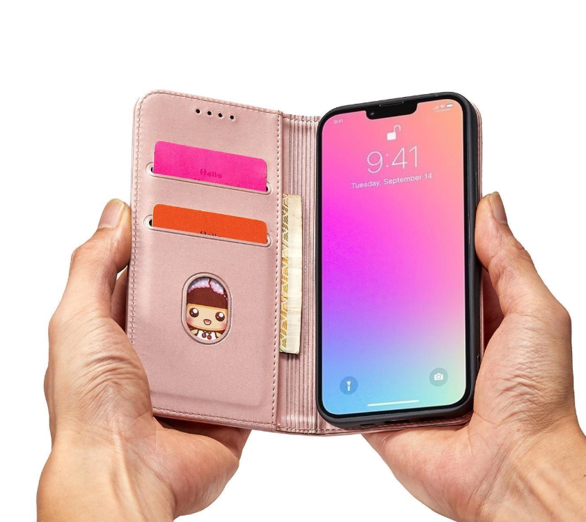 Ümbris kaanega Pouch Card Wallet iPhone 12 Pro (roosa)