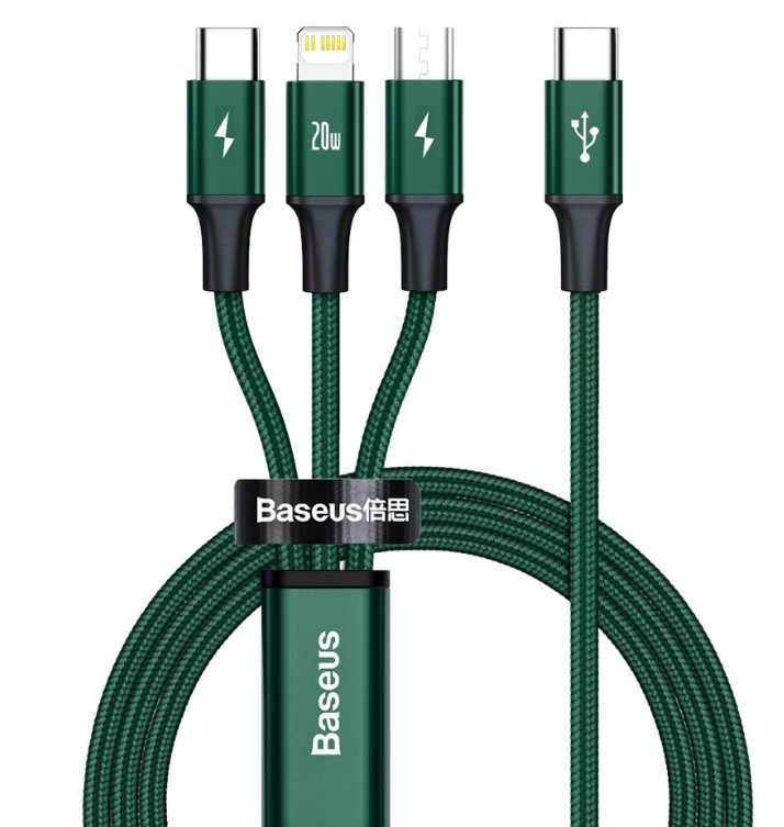 Juhe Baseus Rapid 3in1 Lighting+MicroUsb+Type-C/Type-C 20W (1.5m / must)