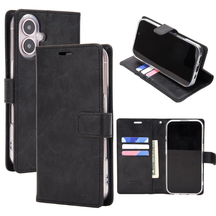 Ümbris kaanega BlueMoon Diary iPhone 14 Pro (must)