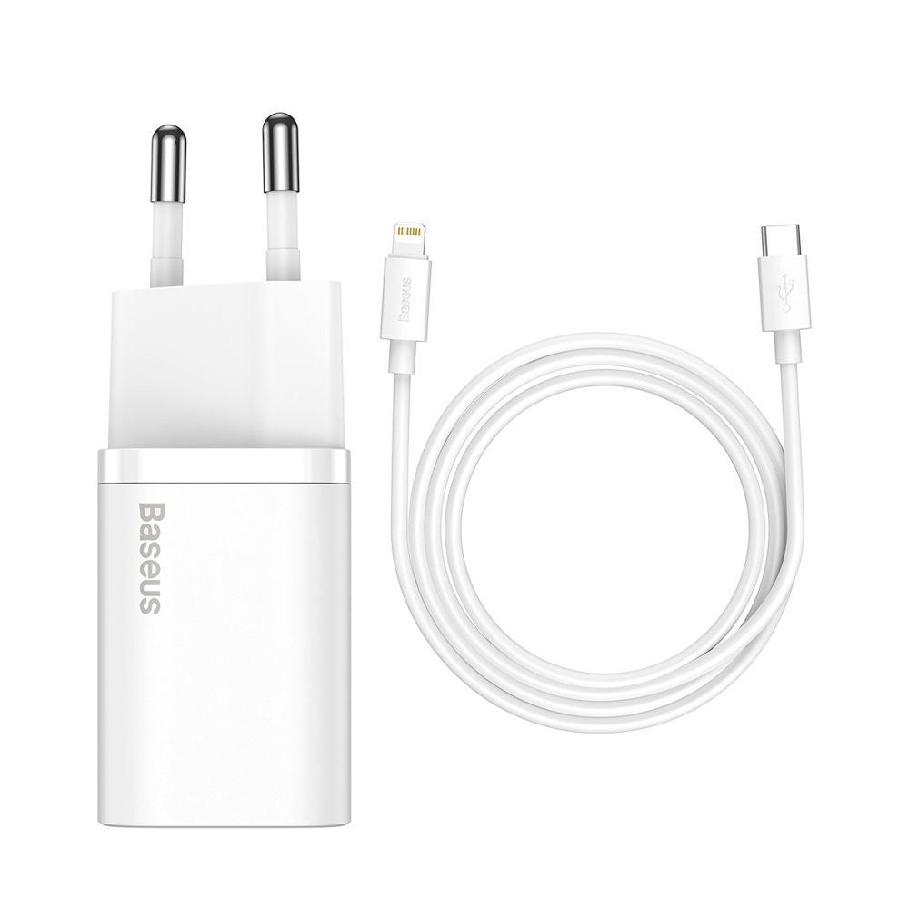 Laadija Baseus Super Si 20W USB-C+USB-C to Lightning TZCCSUP-B02 (valge)