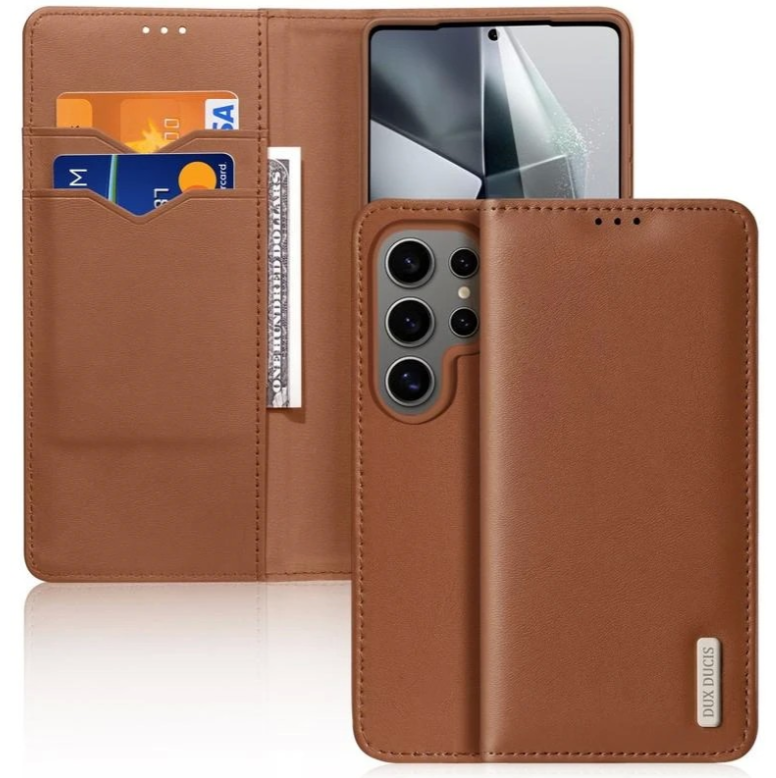 Ümbris kaanega Dux Ducis Hivo Genuine Leather Samsung S25 Ultra (pruun)