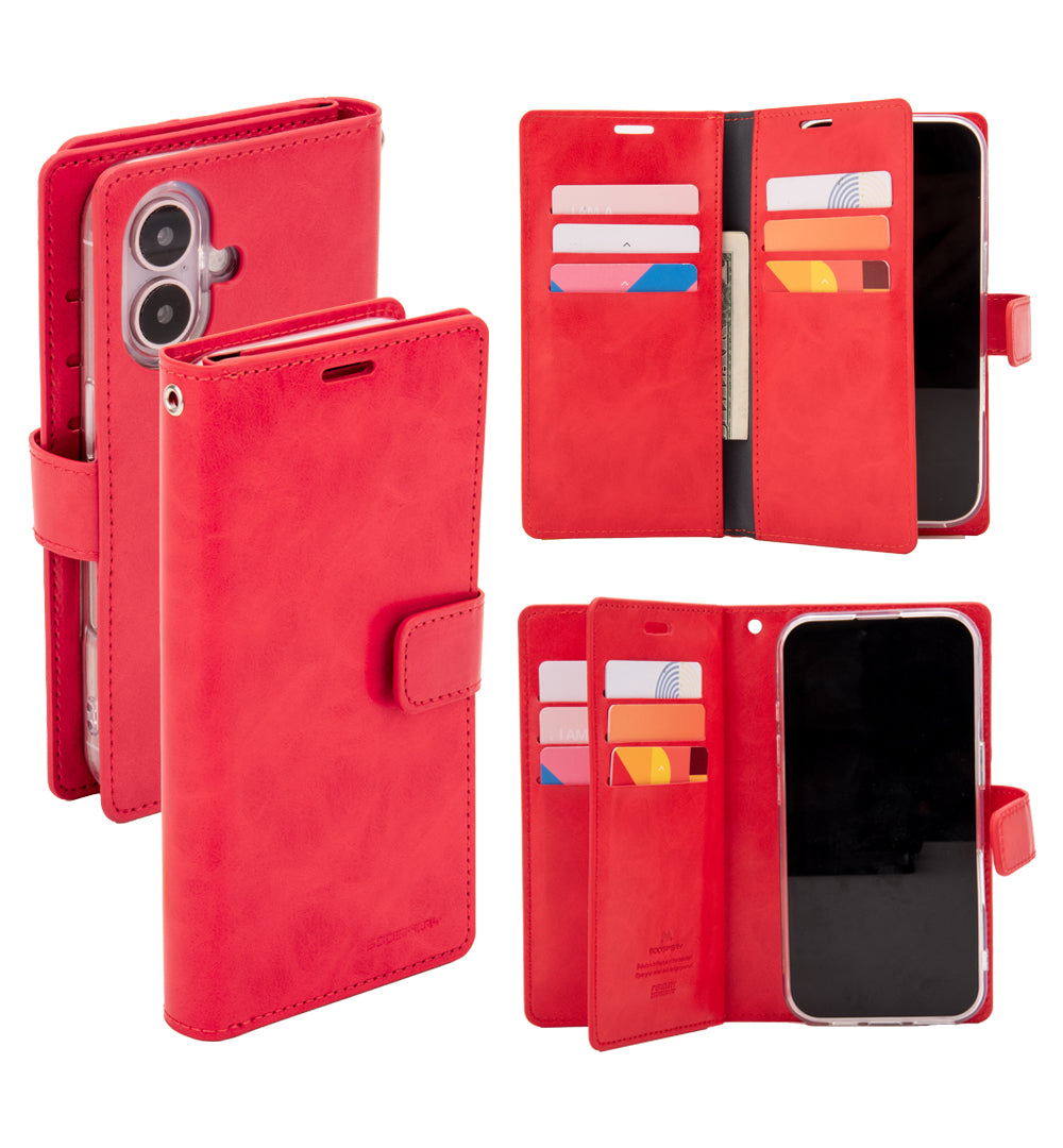 Ümbris kaanega Mansoor Magsafe Diary iPhone 16 (punane)