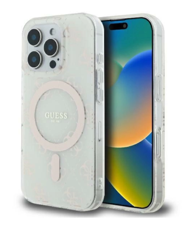 Guess Ümbris IML 4G Background MagSafe iPhone 16 Pro (valge)