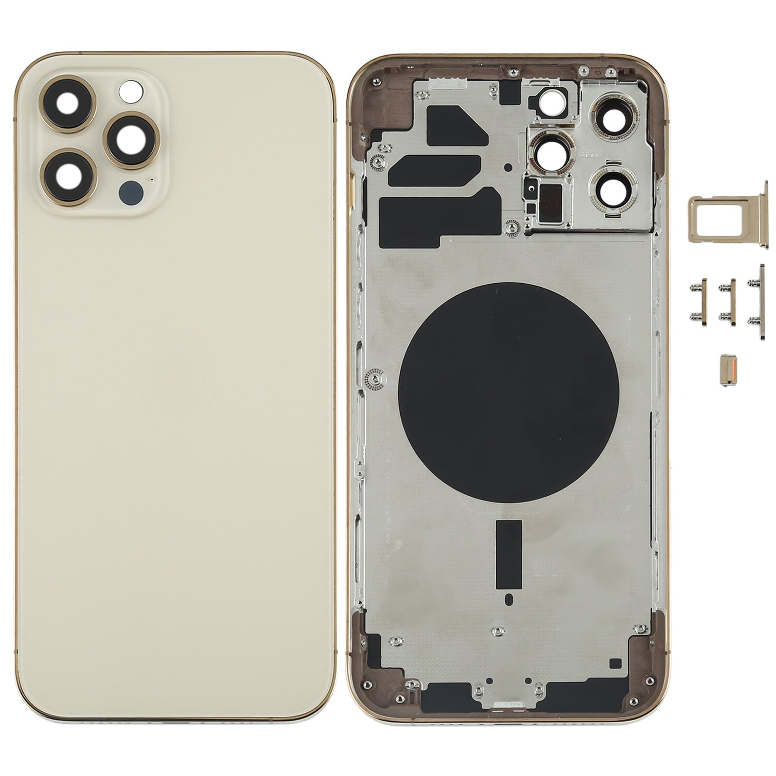 Varuosa iPhone 12 Pro Max tagumine klaas suurema avaga kaamera jaoks (kuldne)