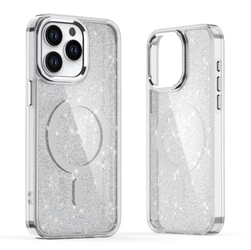 Ümbris Glitter MagSafe iPhone 16 Pro (läbipaistev)