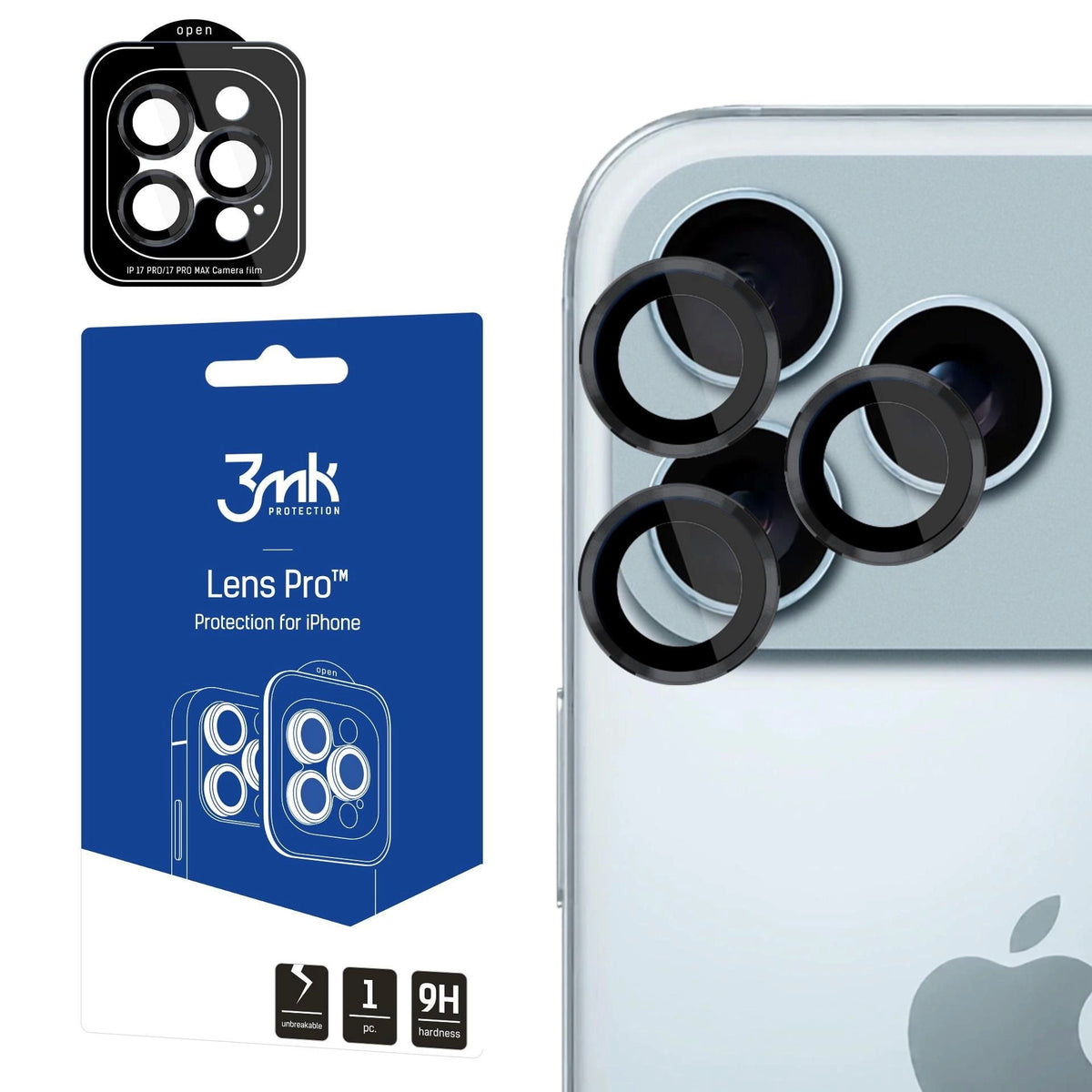 Kaitseklaas 3MK Lens Pro tagakaamerale iPhone 15 Pro / 15 Pro Max / 16 Pro / 16 Pro Max / 17 Pro / 17 Pro Max (must)