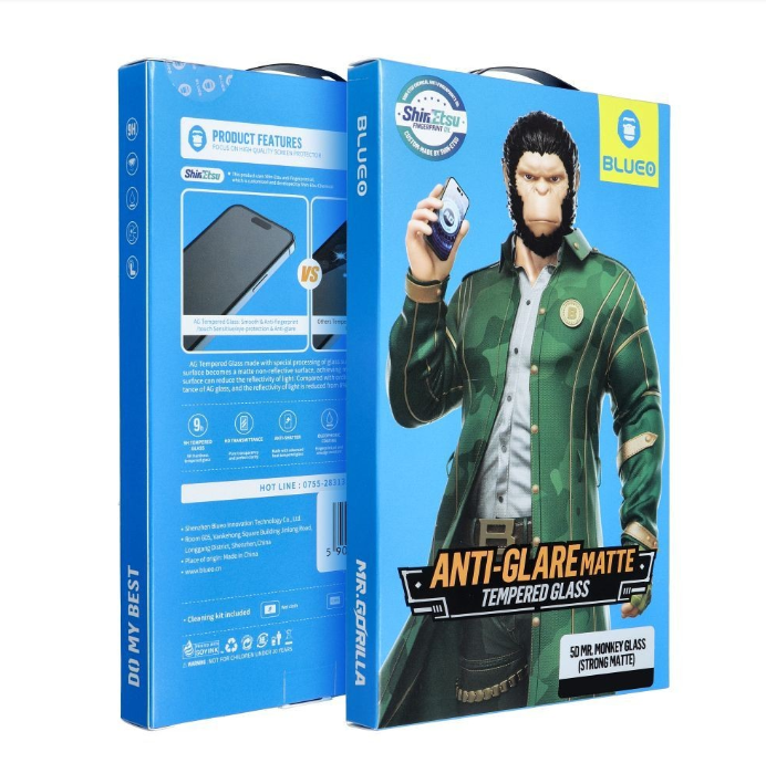 Kaitseklaas "5D Mr. Monkey" Full Glue Strong Matte iPhone 14 Pro (must)