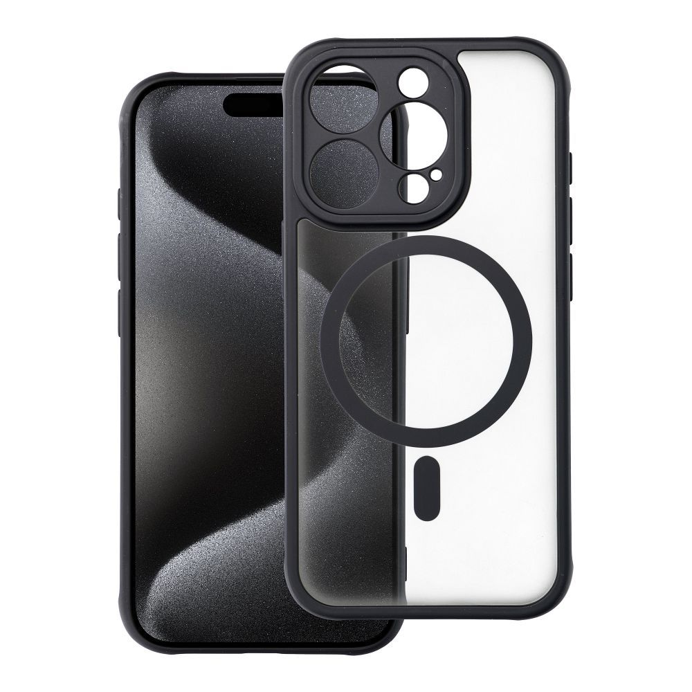 Ümbris FULL MATTE MagSafe Apple iPhone 15 Pro (läbipaistev / must)
