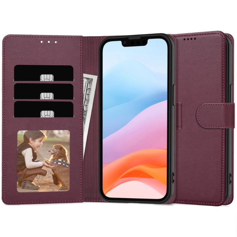 Ümbris kaanega Fancy Wallet Apple iPhone 11 (viinamari)