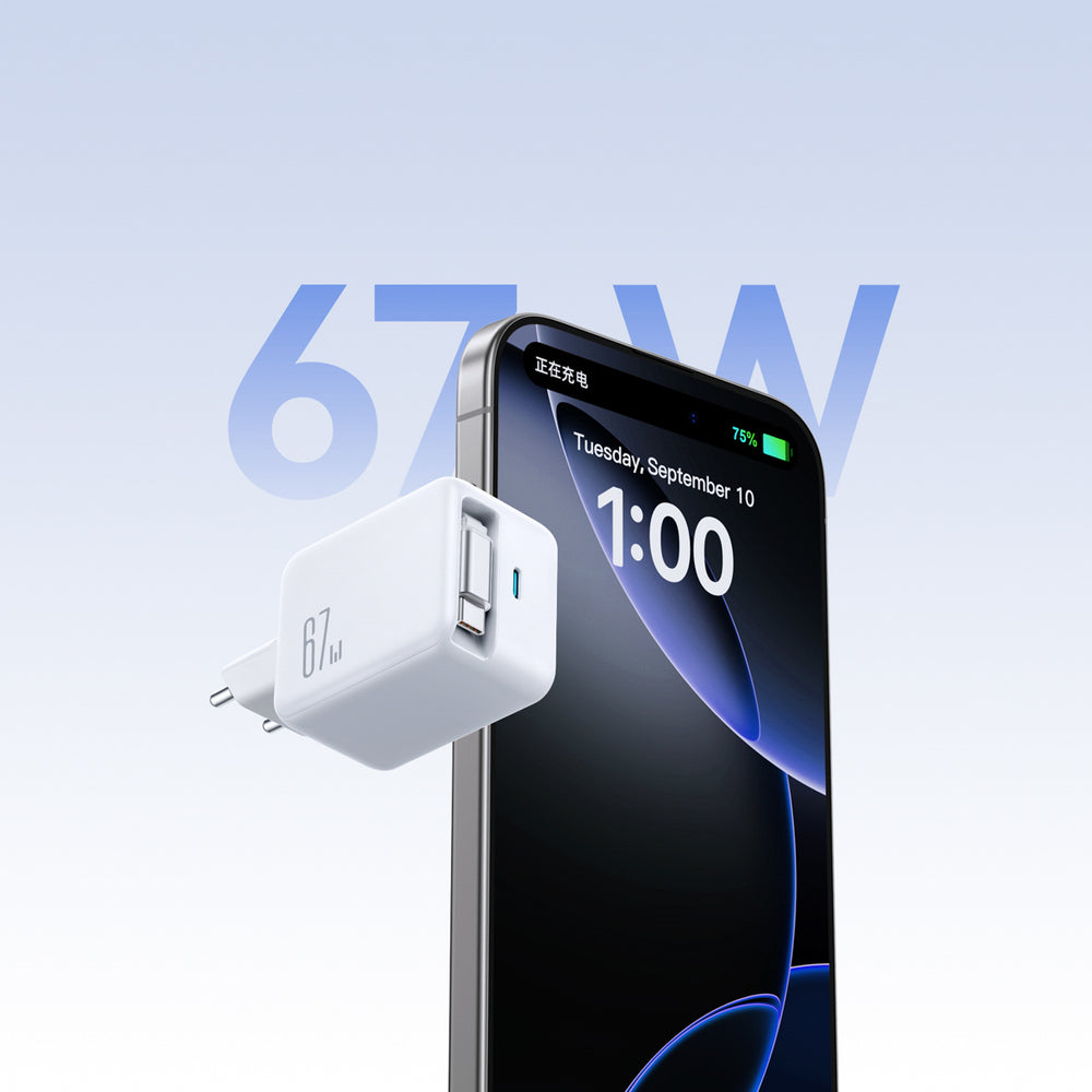 Adapter USB-C juhtmega Joyroom JR-TCL05, Type-C PD67W (valge)