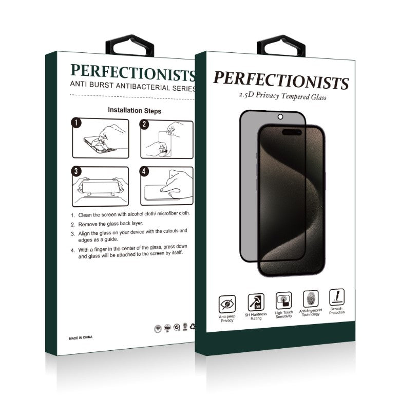 Kaitseklaas 2.5D Perfectionists Privacy Apple iPhone 17 Pro/ 16 Pro / 17 (must)