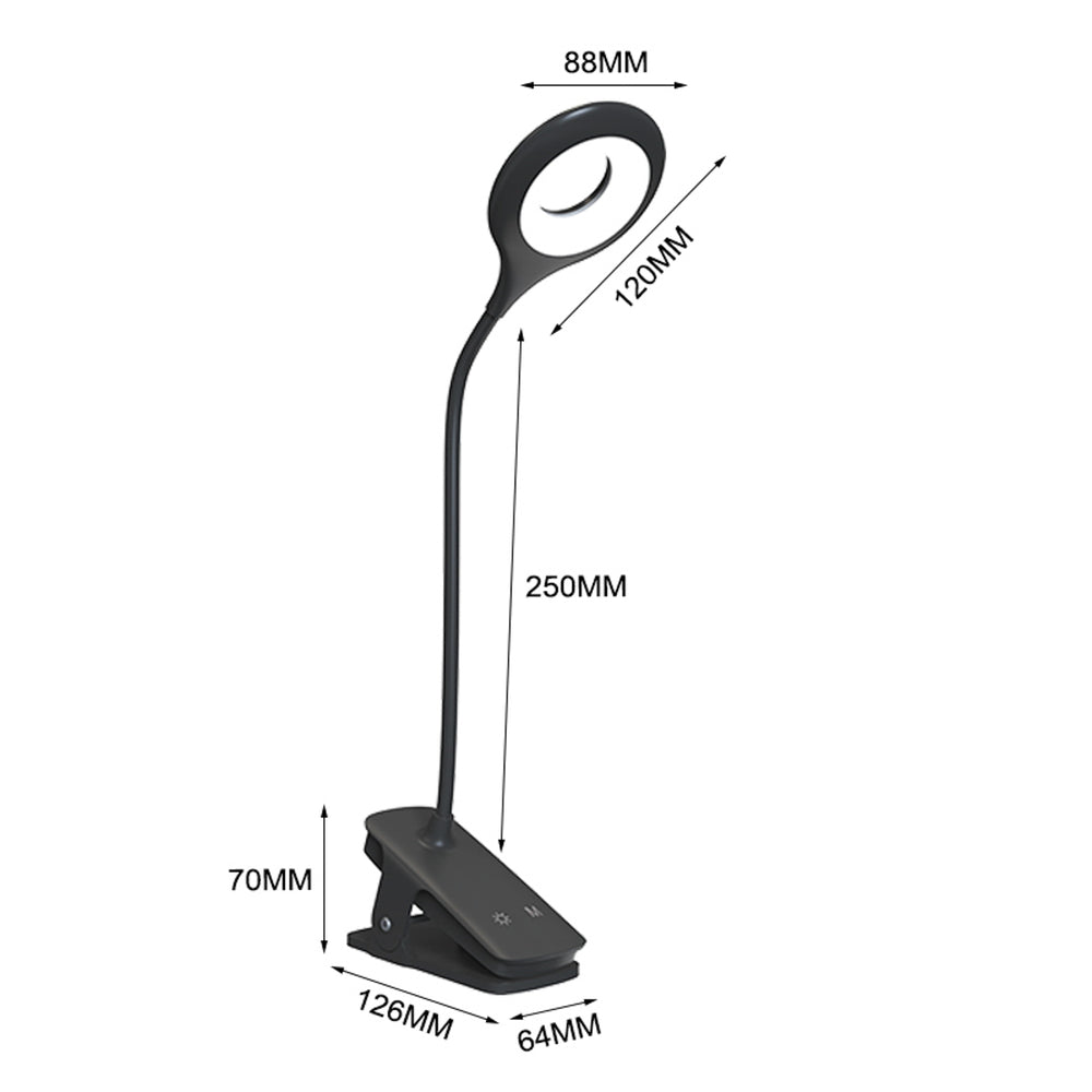 Lugemislamp Wozinsky Mini juhtmevaba klambriga + USB-C kaabel (must)