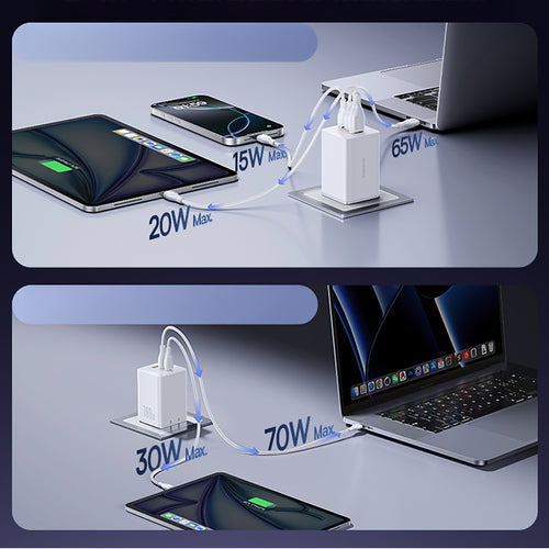 Laadija Baseus EnerFill FE11 100W, X2 USB-C + USB-A (valge)