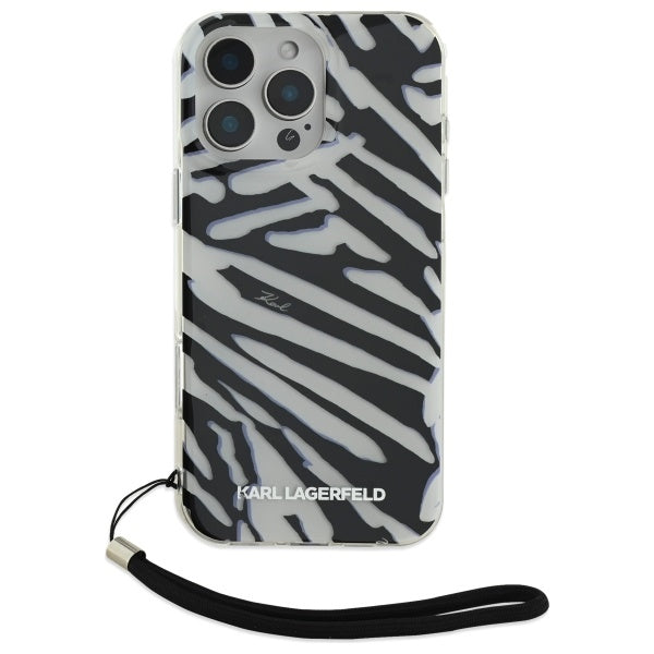 Karl Lagerfeld Ümbris IML Zebra Pattern & Cord iPhone 16 Pro Max (must)