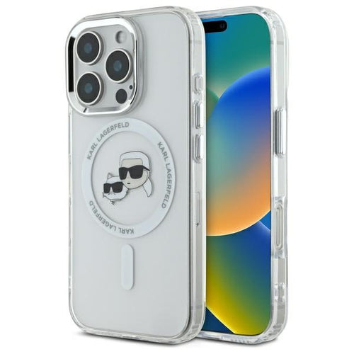 Karl Lagerfeld Ümbris IML Metal Karl&Choupette Head MagSafe iPhone 16 Pro (läbipaistev)